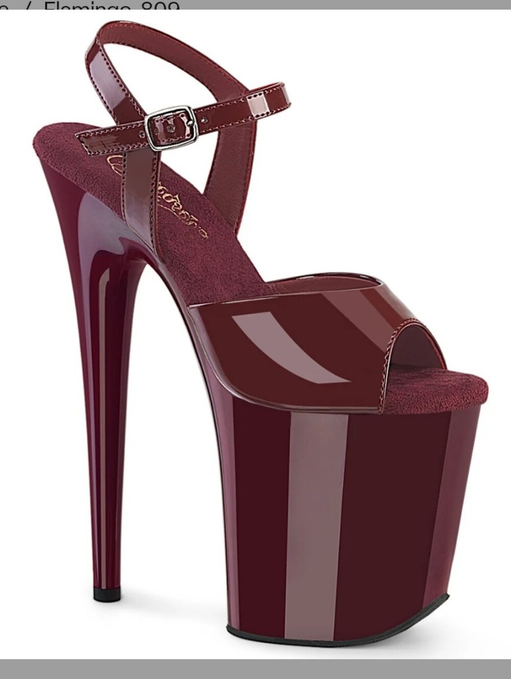 Pleaser Flamingo-809 Burgundy Dark Red 8 Inch Platfrom Ankle-Strap Sandals 7